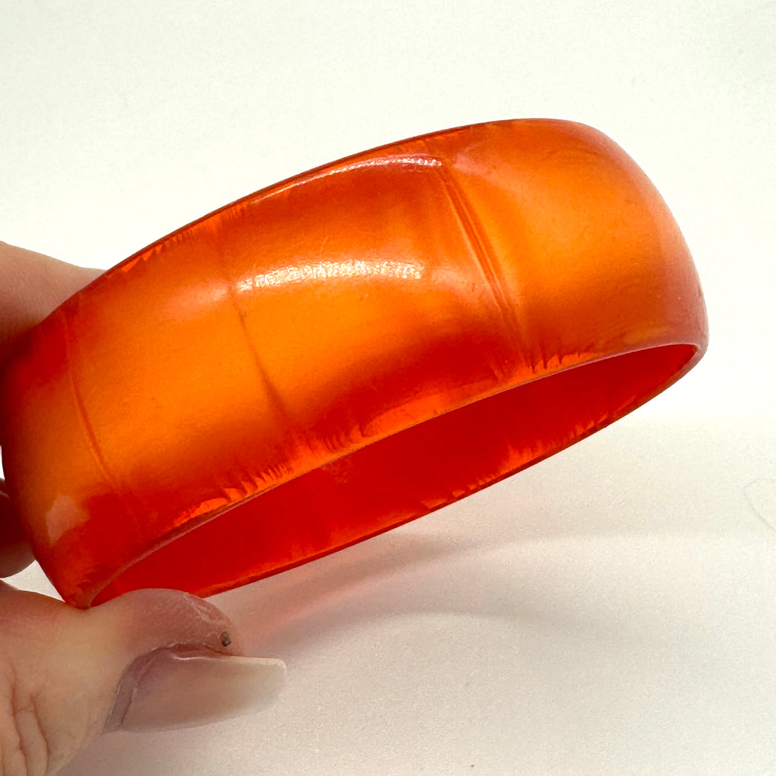 Bright Red Moonglow Best Bangle Bracelet - RARE 8&quot;