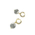 Pair of earrings with gray stone and gold accents on a white background