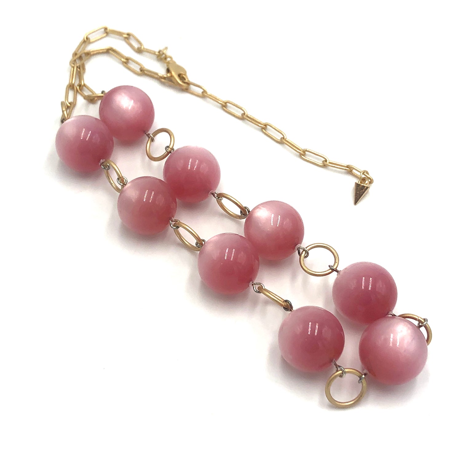 Dusty Rose Pink Moonglow Stations Necklace