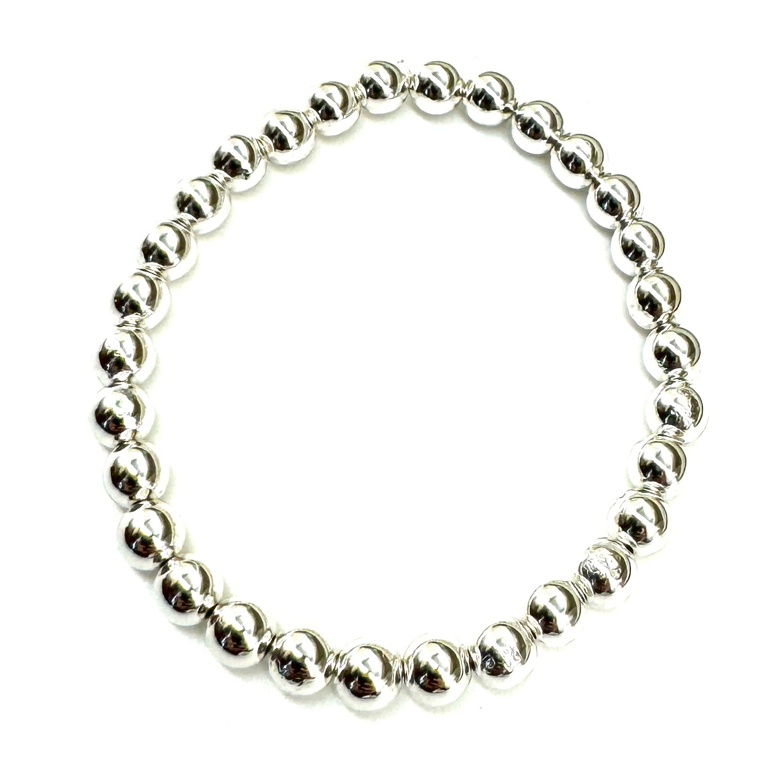 Vacuum-Plated Silver Beaded Stretch Bracelet