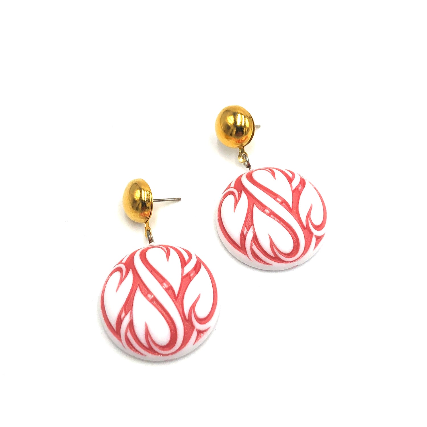Hearts Aflame Button Drop Earrings