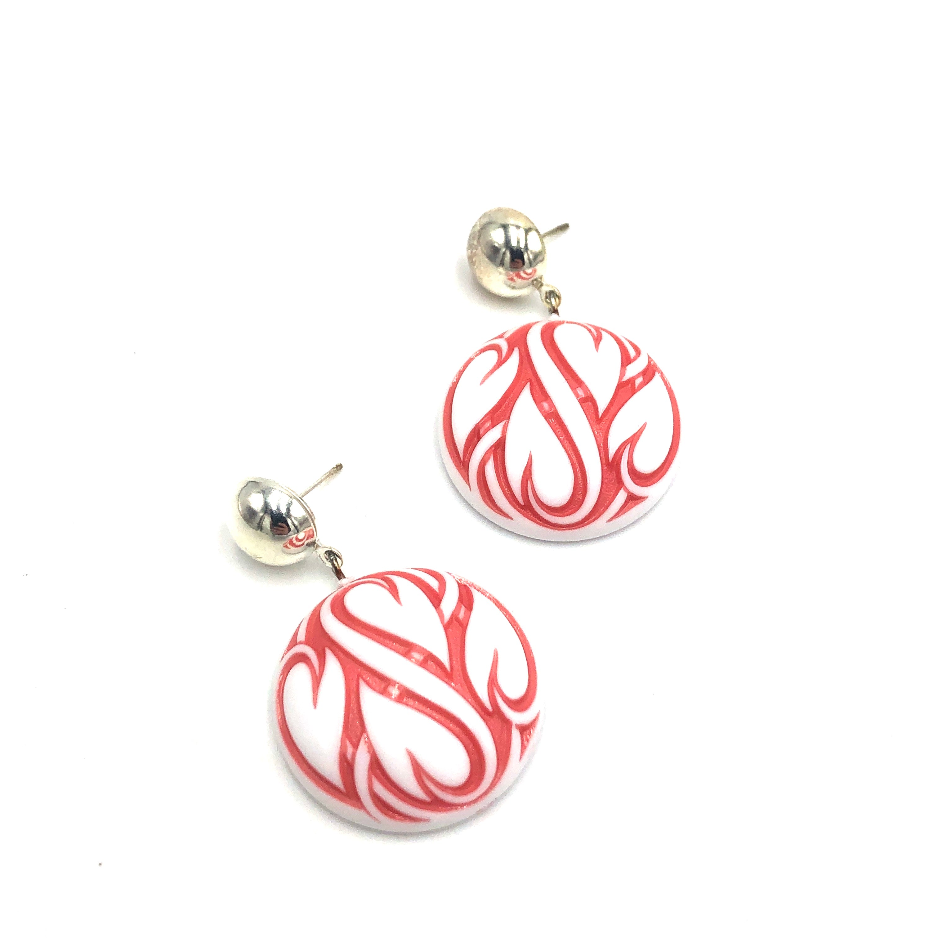 Hearts Aflame Button Drop Earrings