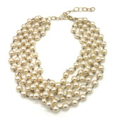 Multi-strand pearl necklace on a white background