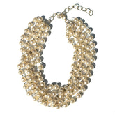 Multi-layered pearl necklace on a white background