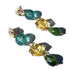 Multicolored gemstone earrings on a white background