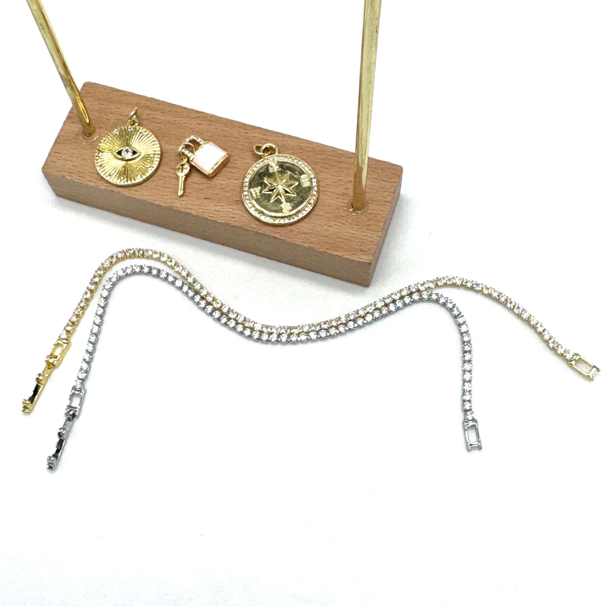 Mixed Doubles Charm Bar Tennis Bracelet