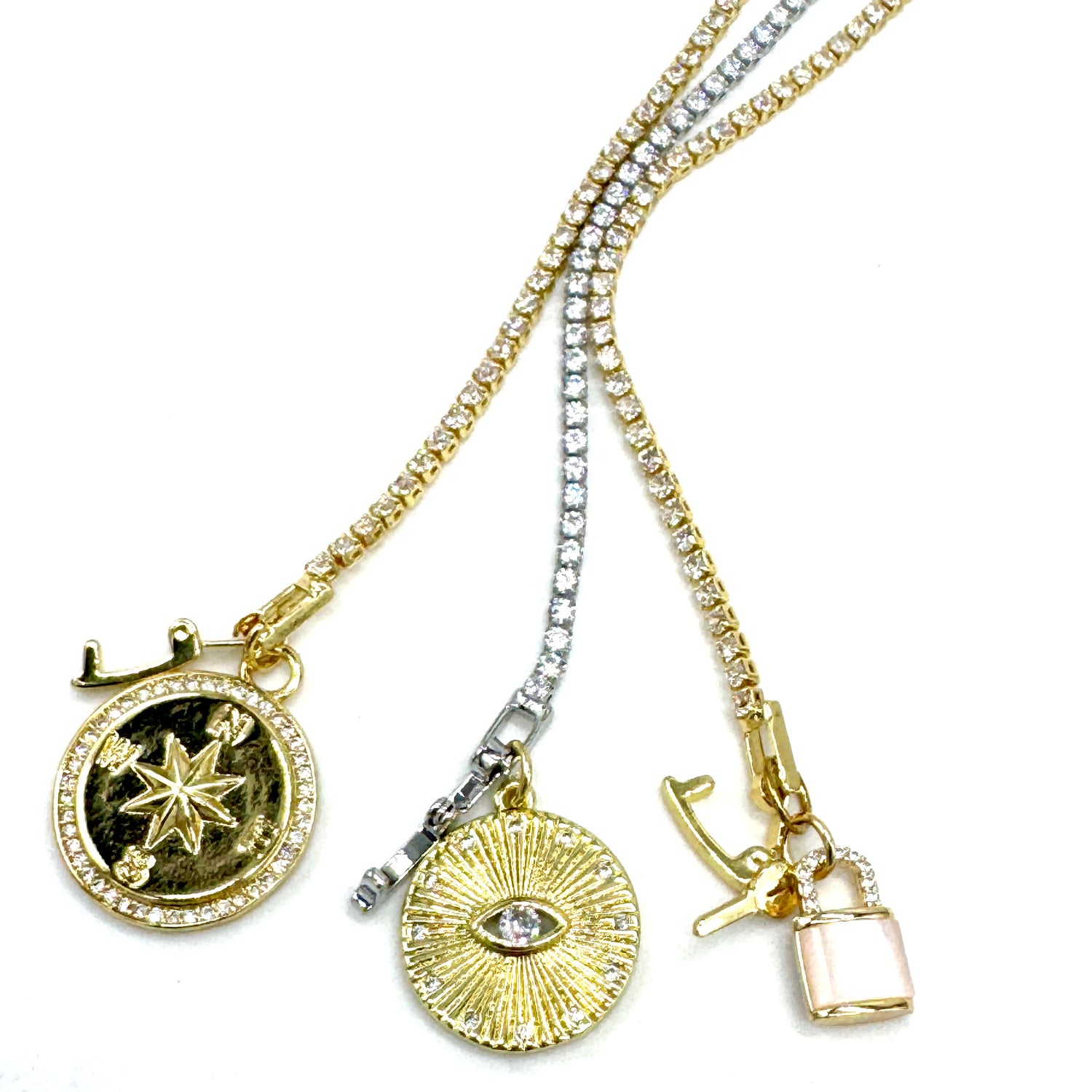 Mixed Doubles Charm Bar Tennis Bracelet