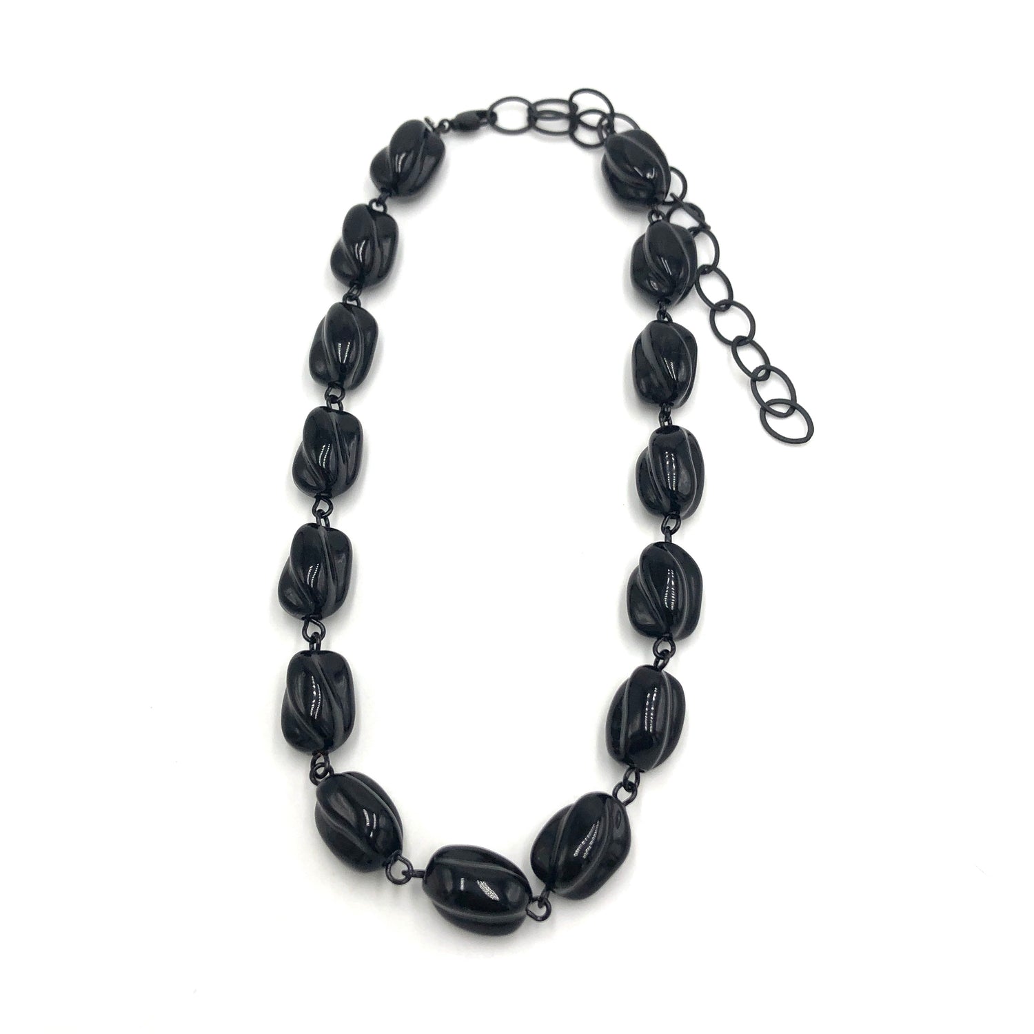 Black Twisted &amp; Carved Amelia Necklace
