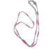 Necklace with pink and silver beads on a white background
