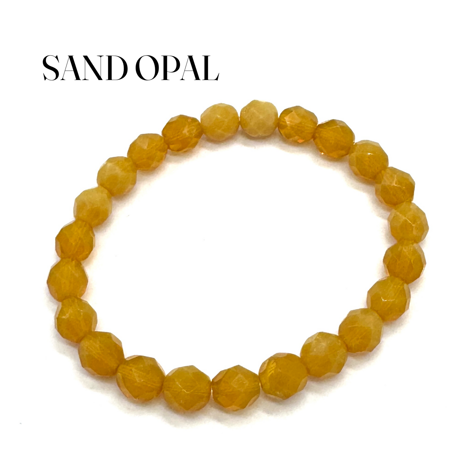 Sand opal bracelet on a white background with &
