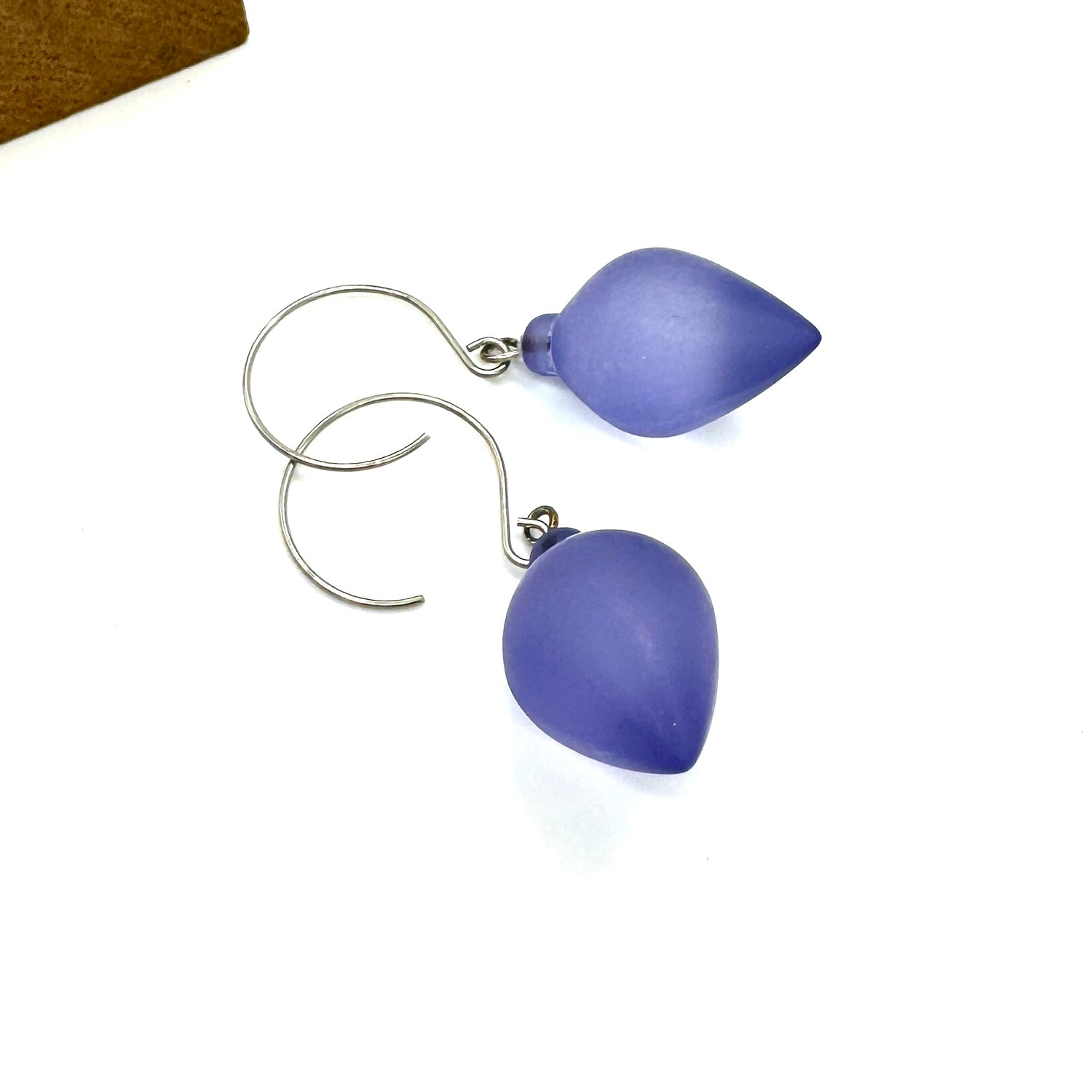 Indigo Frosted Plumb Bob Earrings