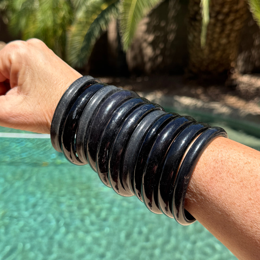 Black Mystery Vintage Acrylic Bangle Bracelet (Each)