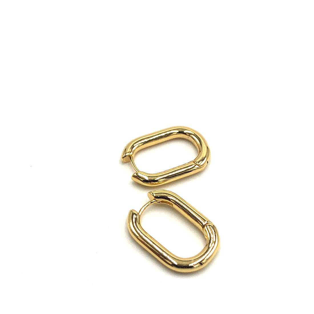 Oval Link Huggie Hoop Earrings