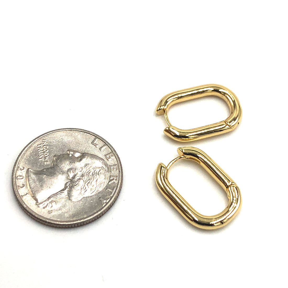 Oval Link Huggie Hoop Earrings