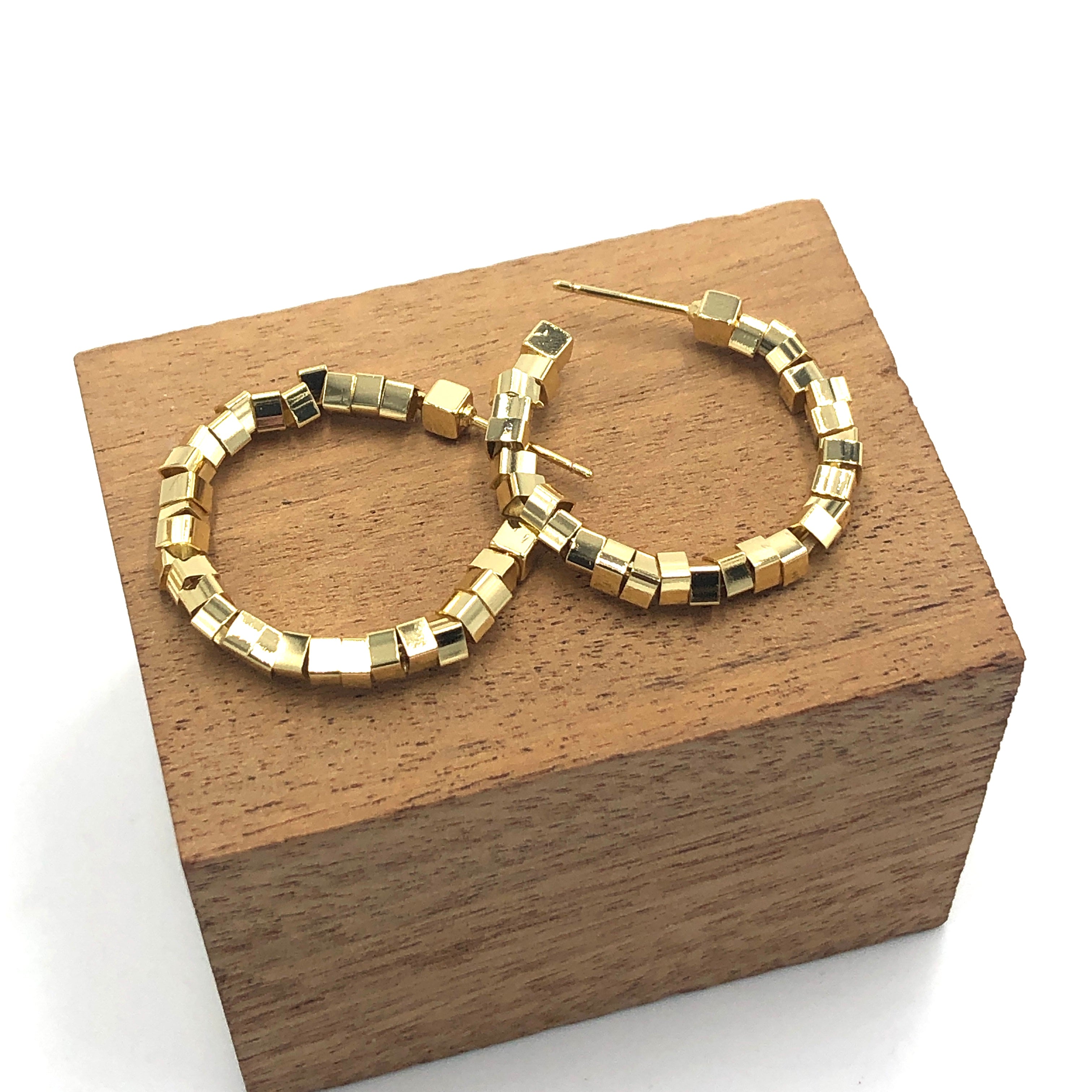 Crimpy Beaded Hoop Earrings