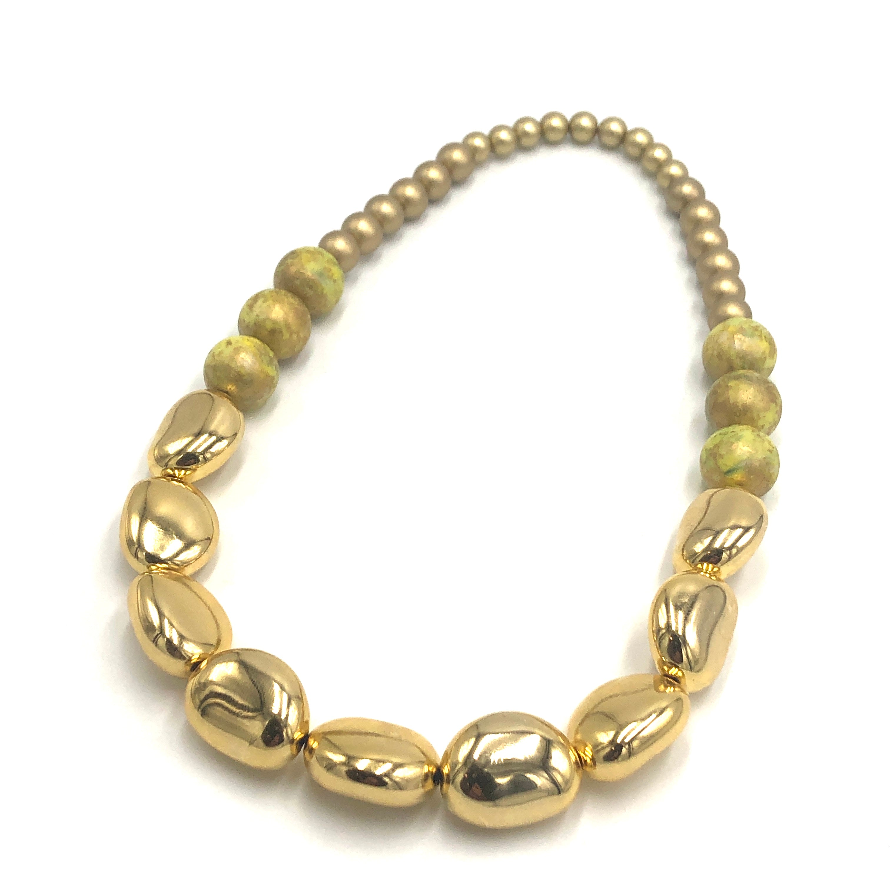 Golden Pebble Stretch Bauble Necklace - Shortie *