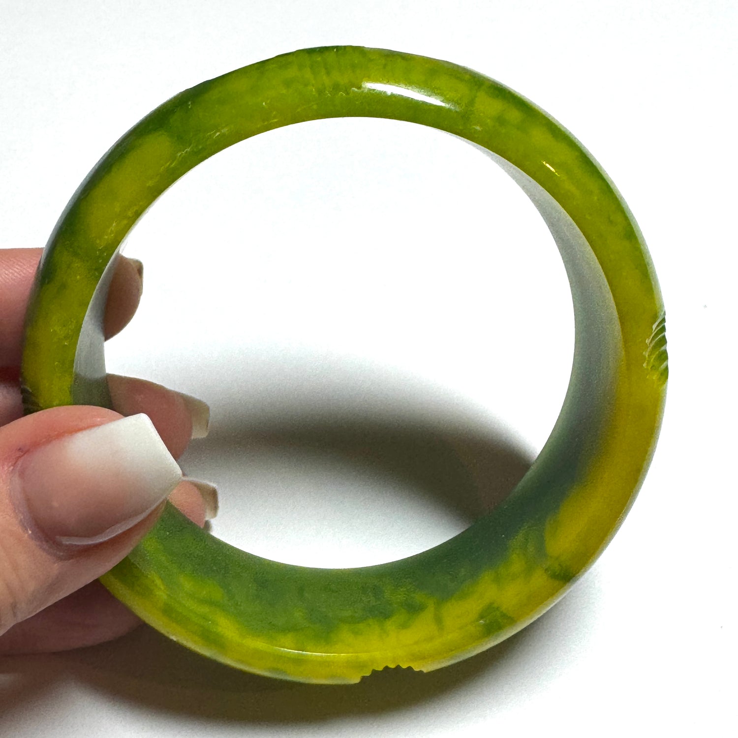 Papaya &amp; Chartreuse Cross Hatched Resin Bangle Bracelet – Mini