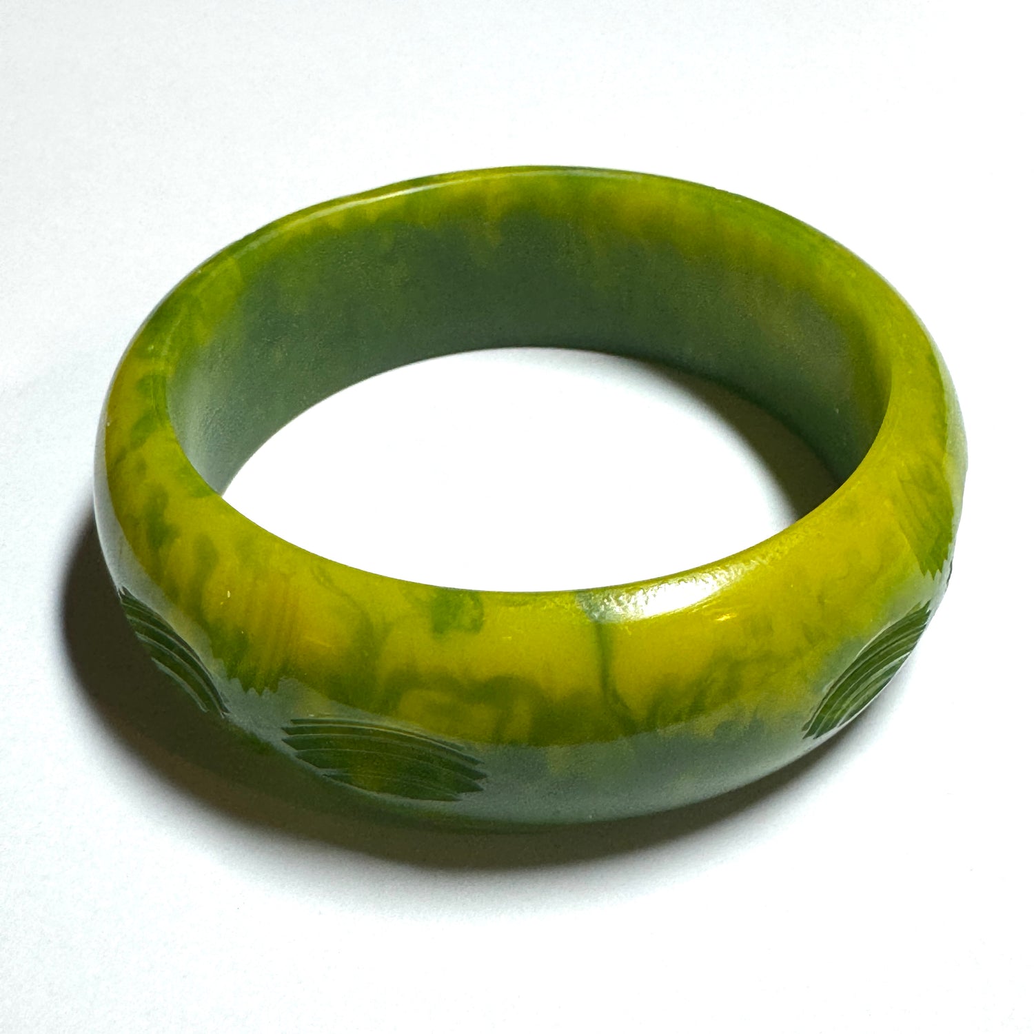 Papaya &amp; Chartreuse Cross Hatched Resin Bangle Bracelet – Mini
