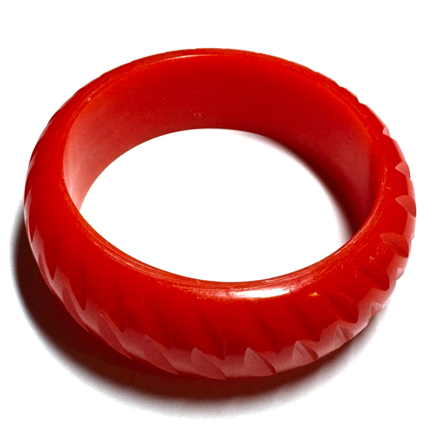 Bright Orange Carved Resin Bangle Bracelet – Mini