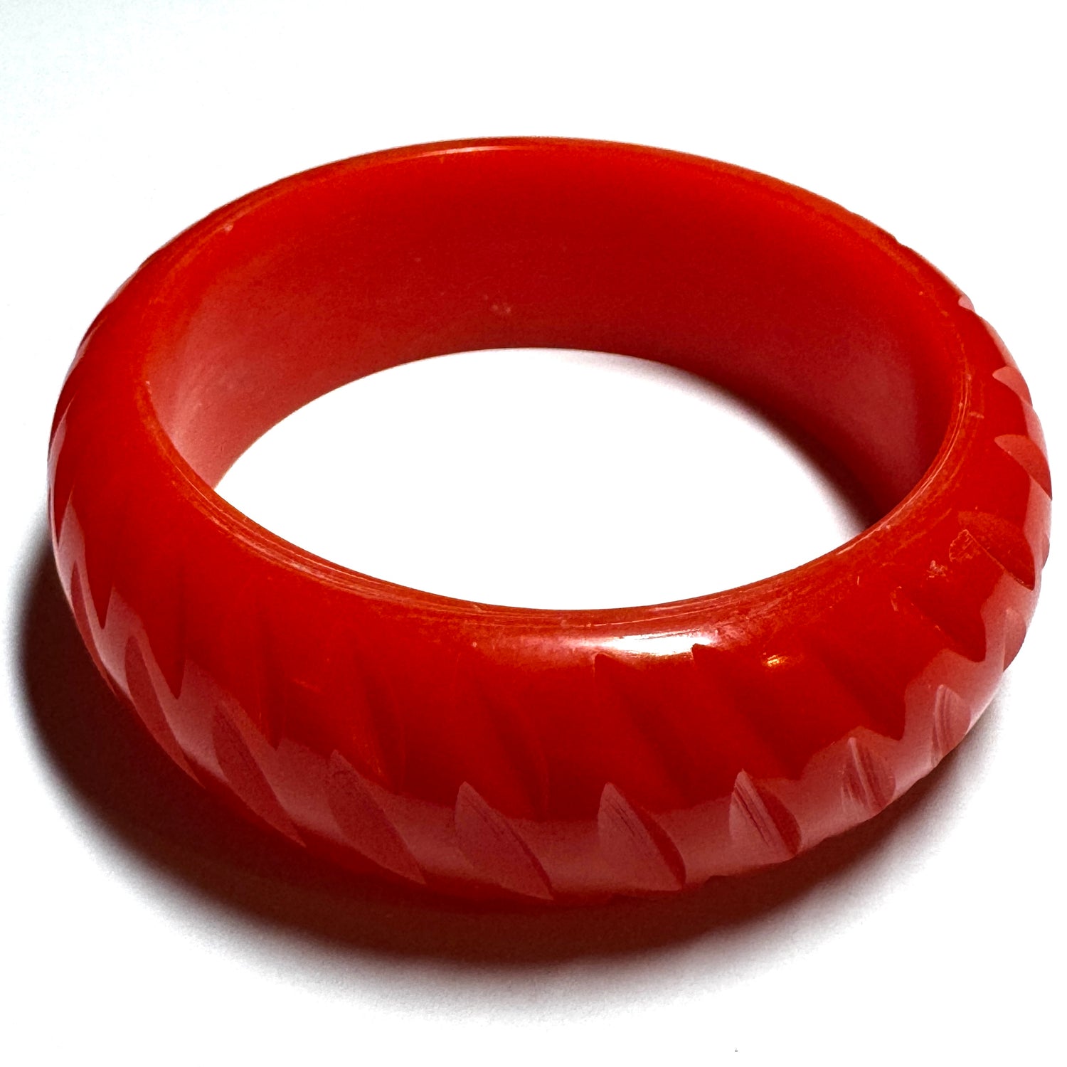 Bright Orange Carved Resin Bangle Bracelet – Mini
