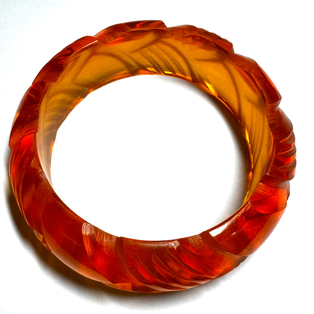 Sun Yellow Carved Resin Bangle Bracelet – Mini