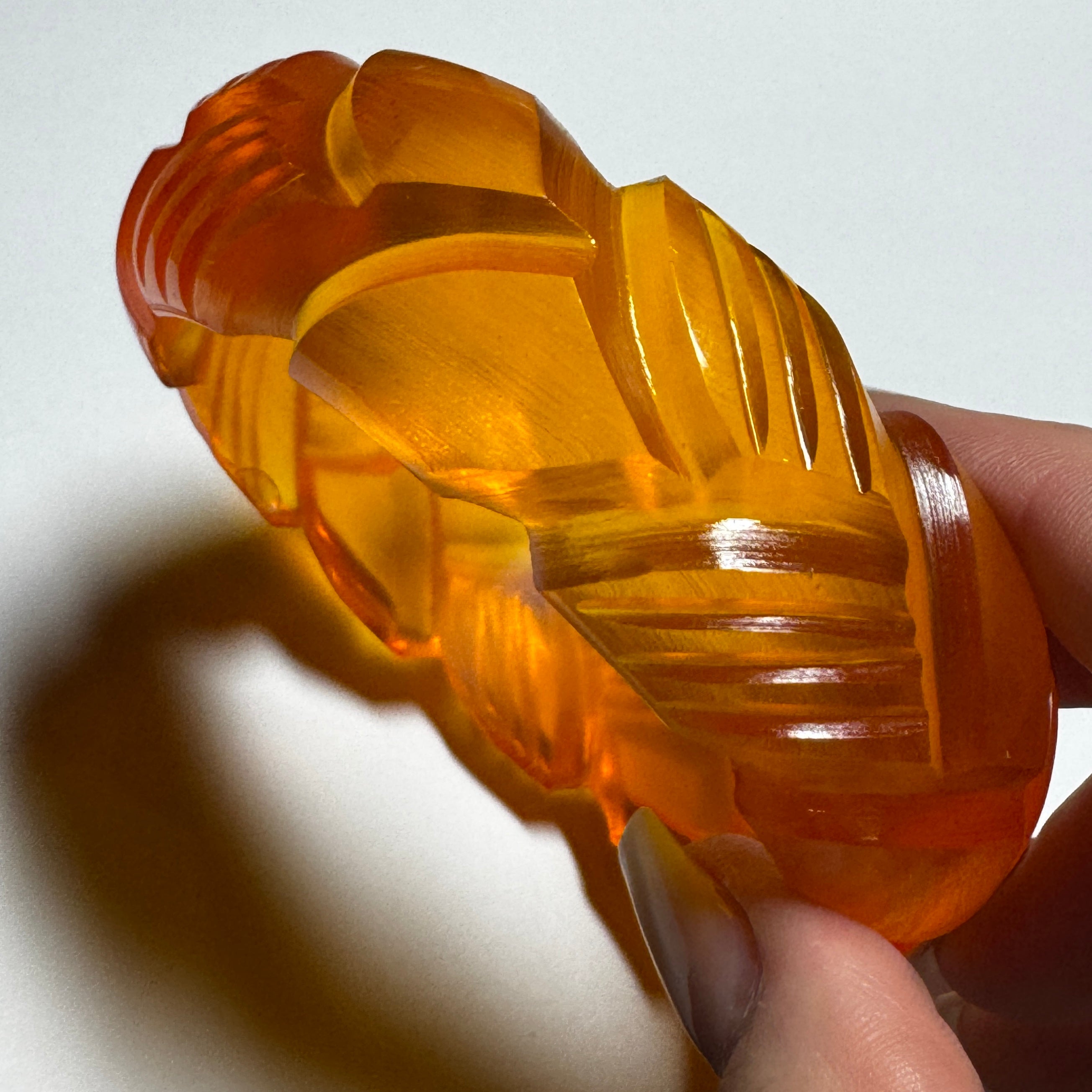 Sun Yellow Carved Resin Bangle Bracelet – Mini