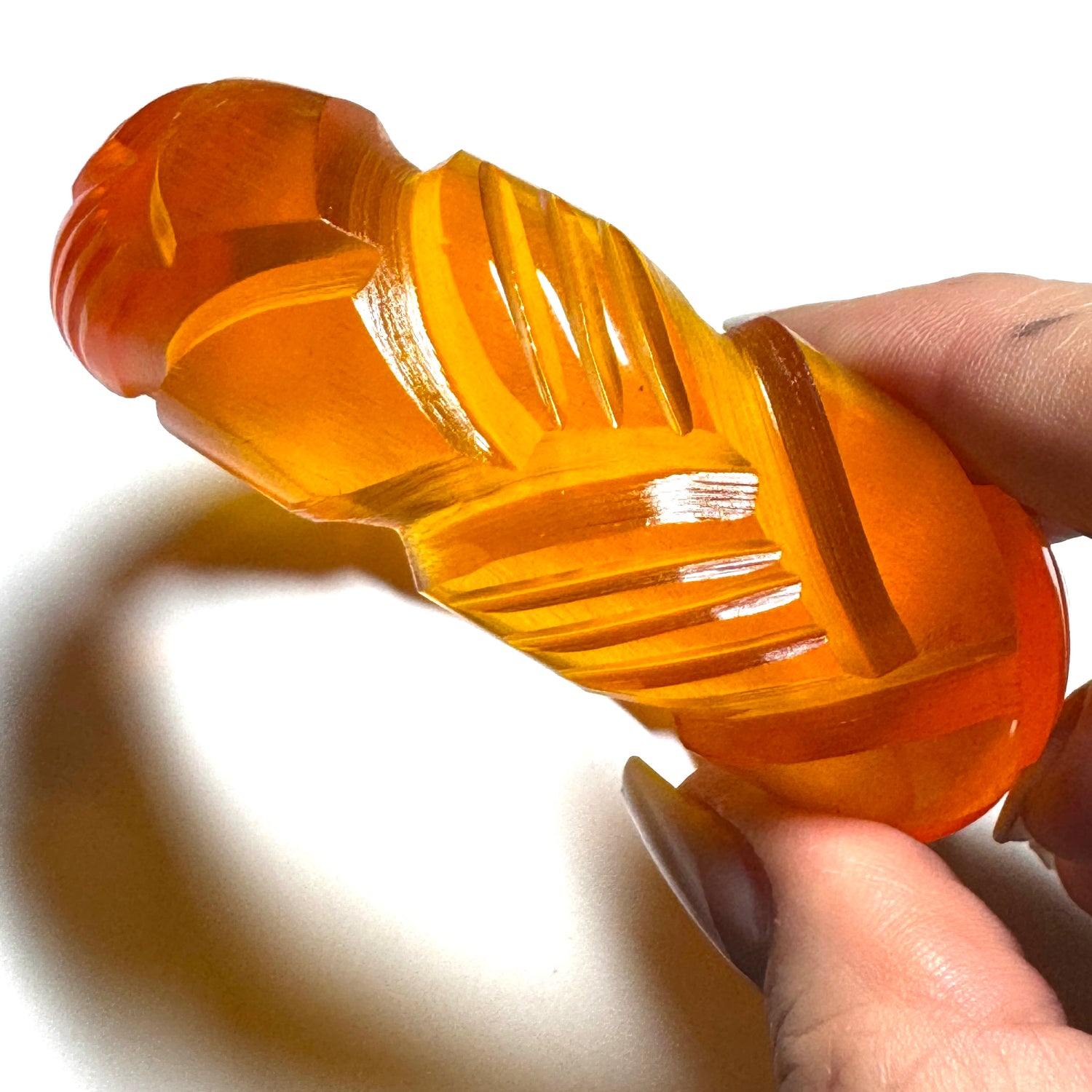 Sun Yellow Carved Resin Bangle Bracelet – Mini