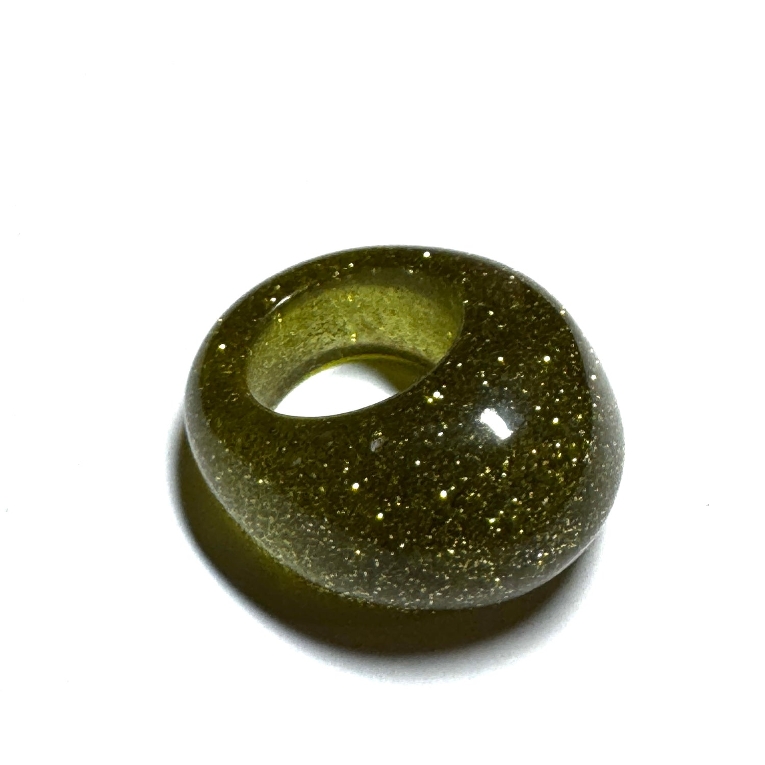 Forma Resin Ring – Olive Glitter