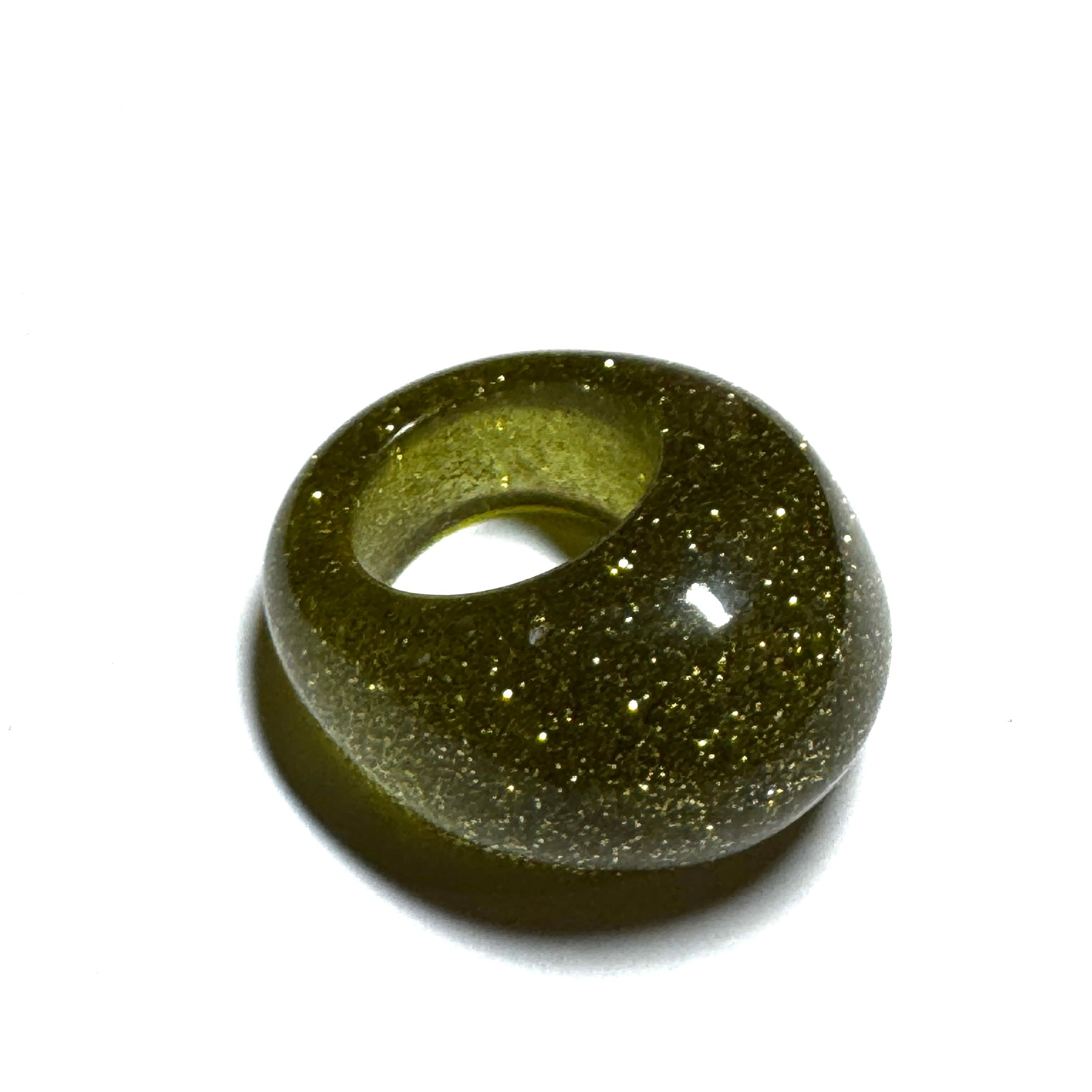Forma Resin Ring – Olive Glitter