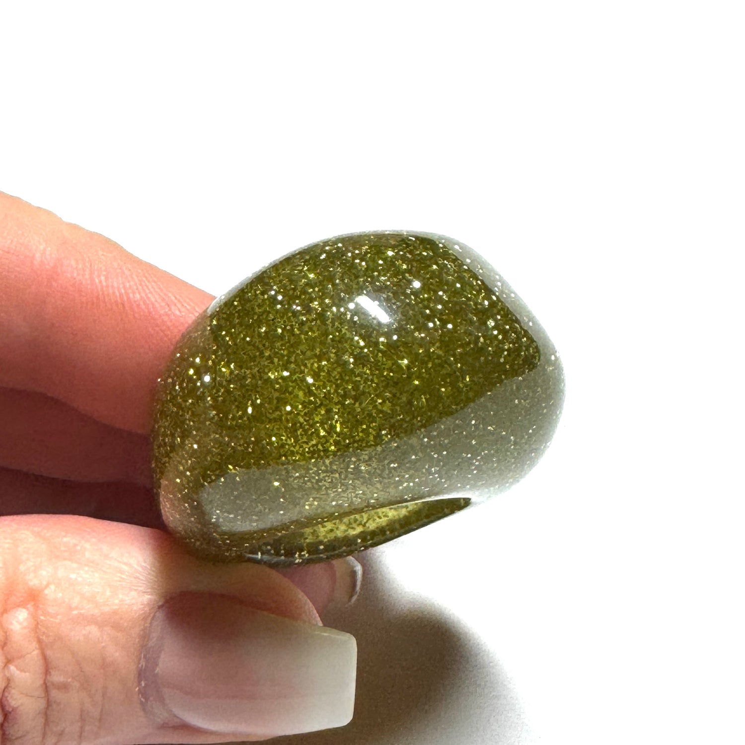 Forma Resin Ring – Olive Glitter
