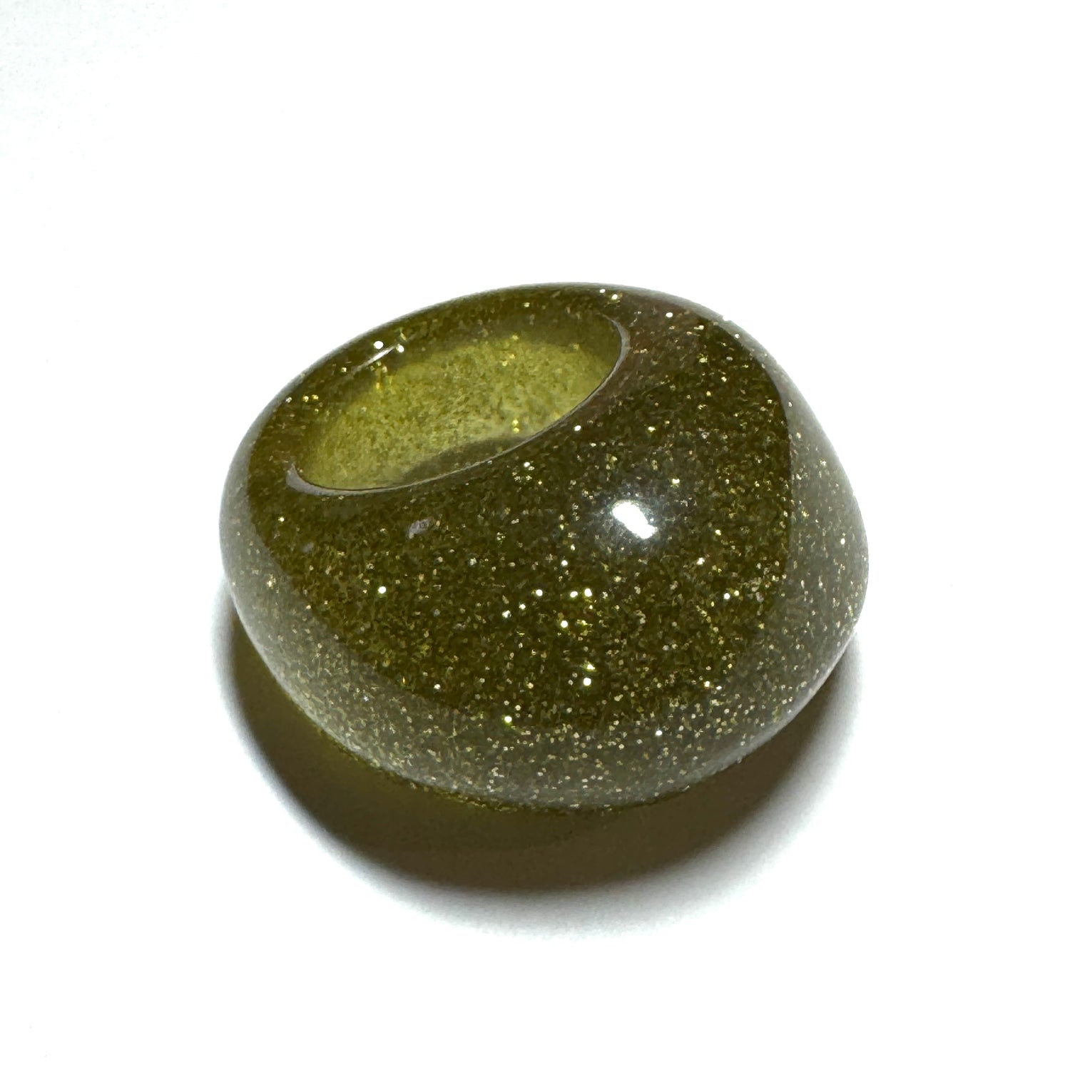Forma Resin Ring – Olive Glitter