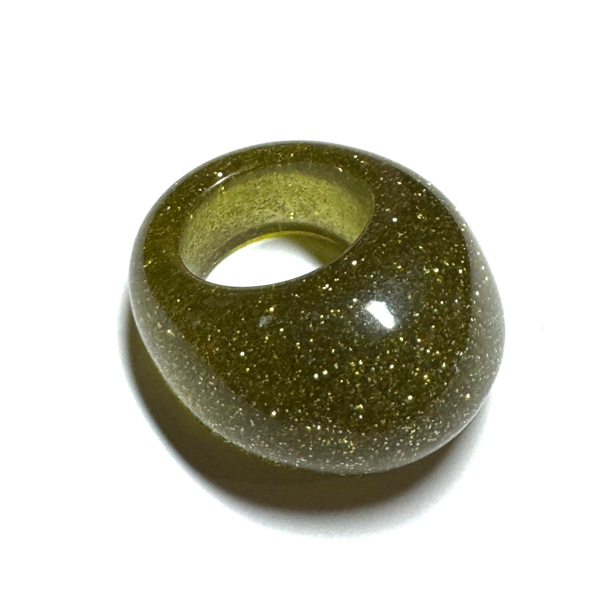 Forma Resin Ring – Olive Glitter