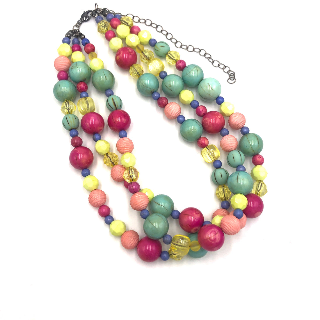 multi colored 3 strand necklace