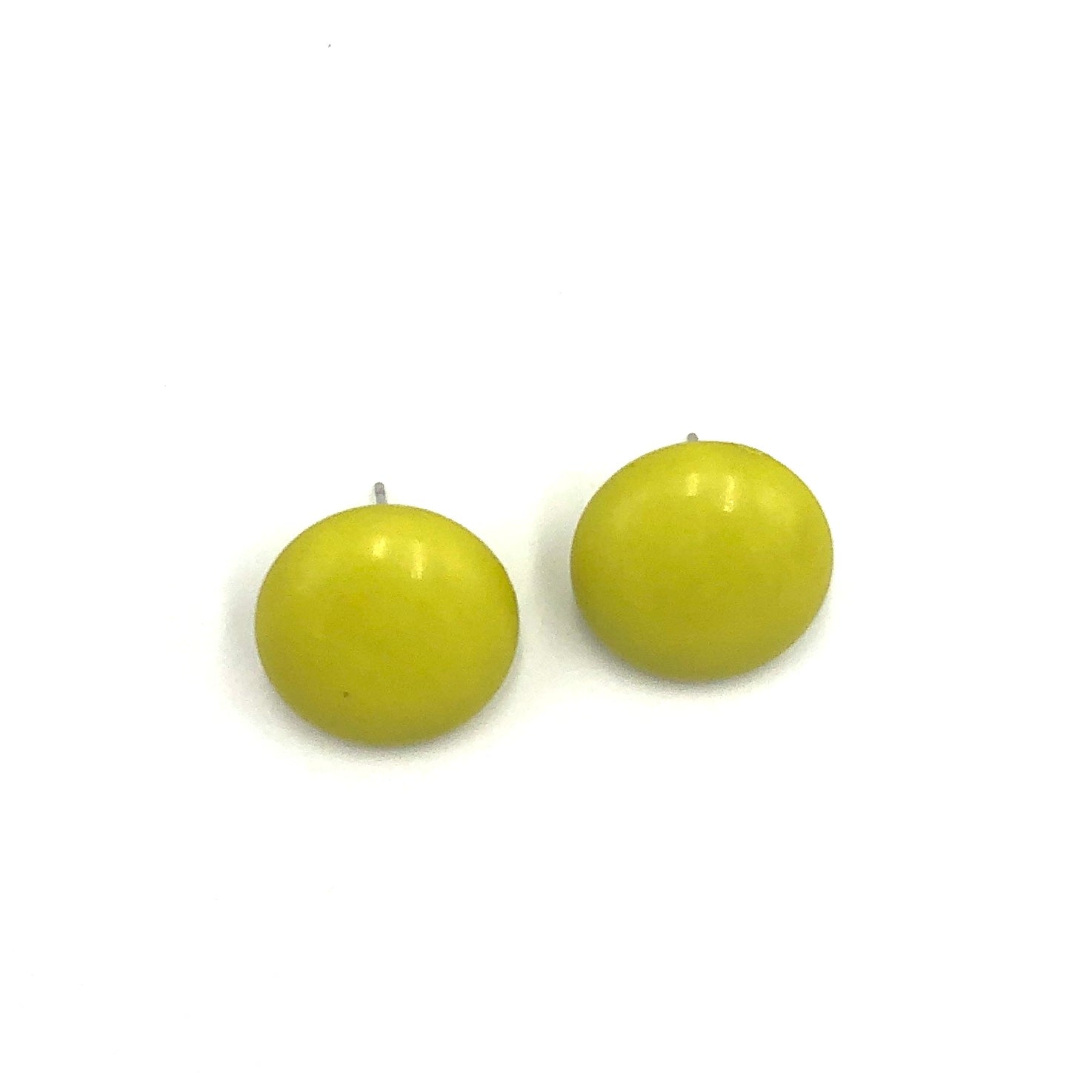 chartreuse retro button stud earring