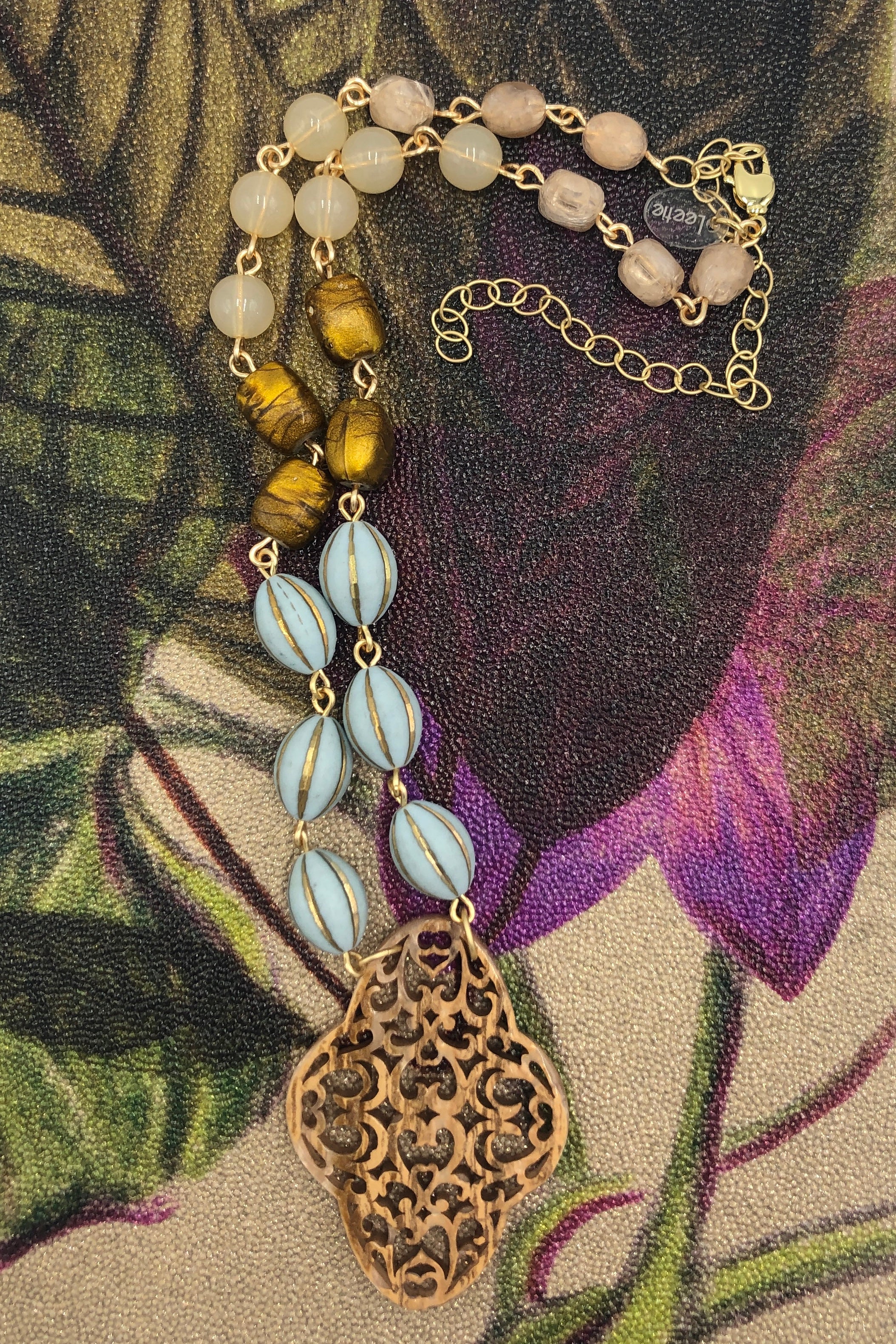 hand wired necklace with pendant