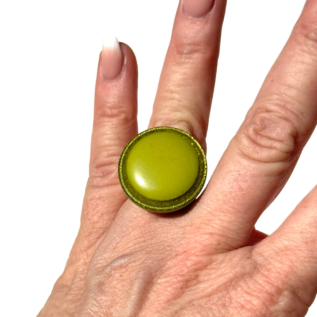 Glitter Resin Disc Cocktail Ring