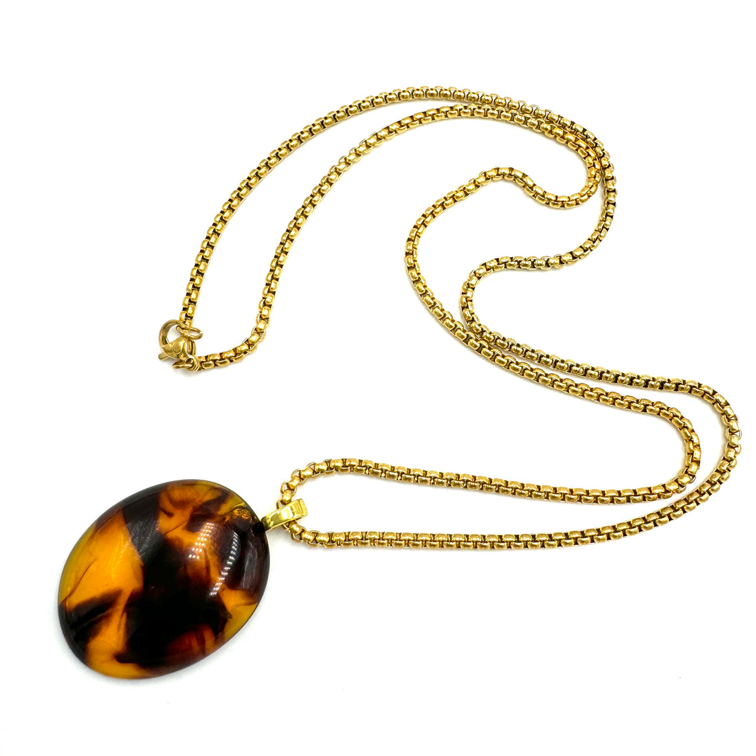 Tortoise &amp; Brass Talisman Chain Necklace