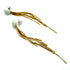 Gold tassel earrings with a light green bead on a white background