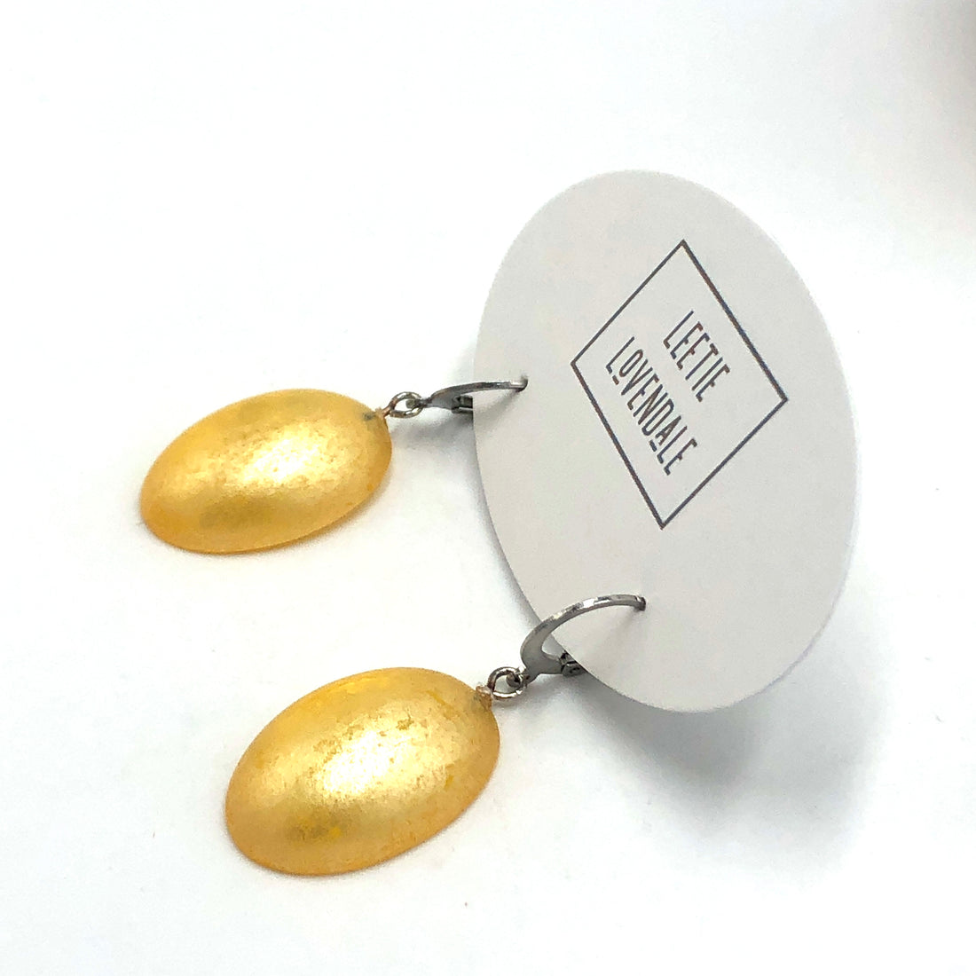 Yellow Luster Oval Drop Earrings *