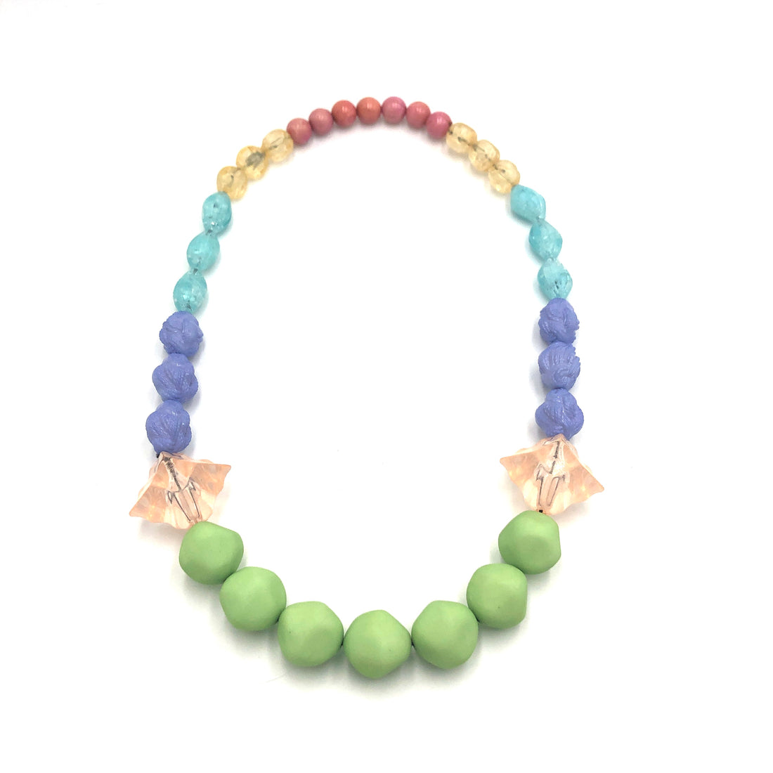 colorful lucite bead stretch necklace