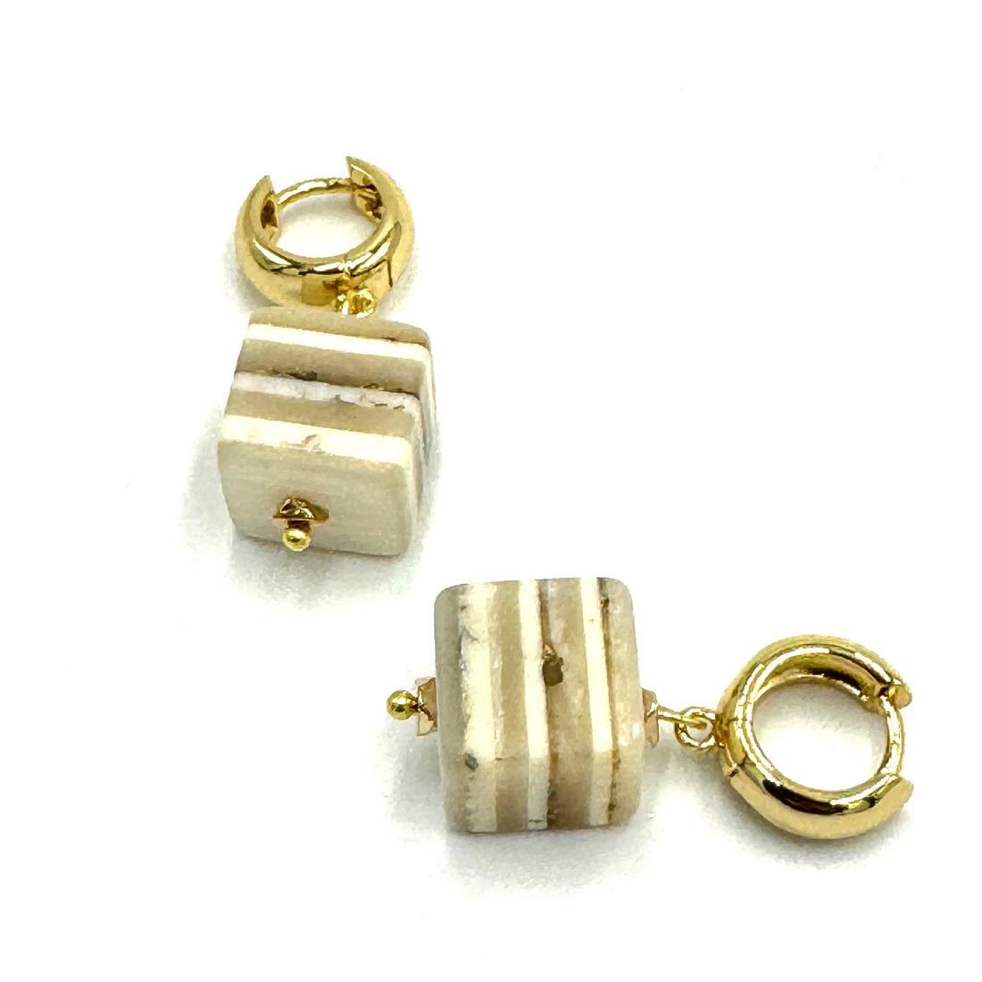 Layered Cube Hoop &amp; Bead Earrings