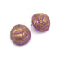 lilac retro button stud earrings with carved tulips
