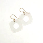 clear frosted square dangle earrings
