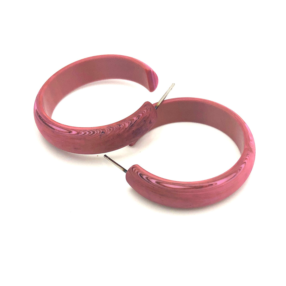 dusty pink marbled hoop earrings