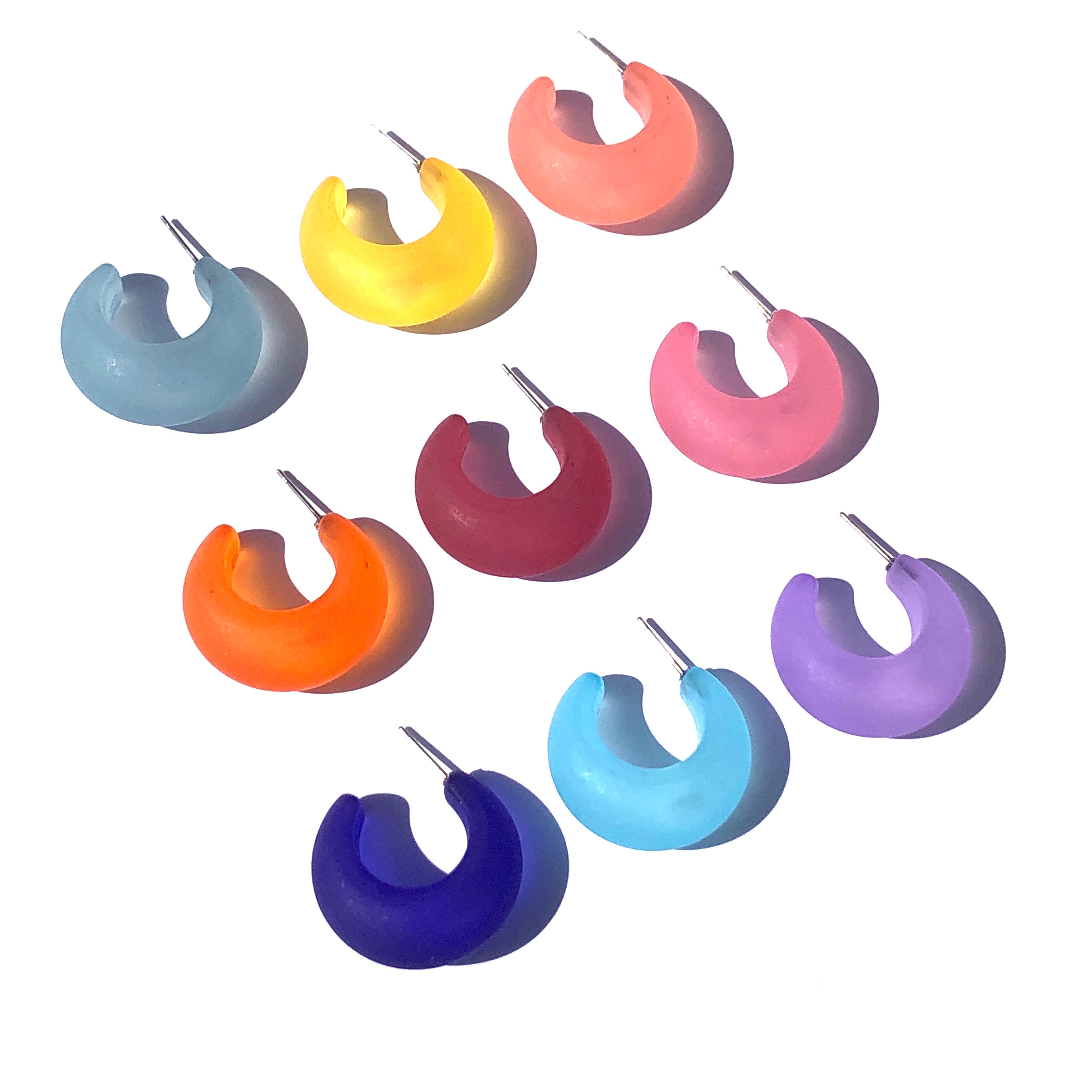colorful snail hoop earrings