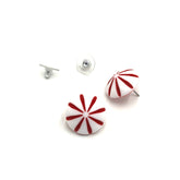red white flower earrings