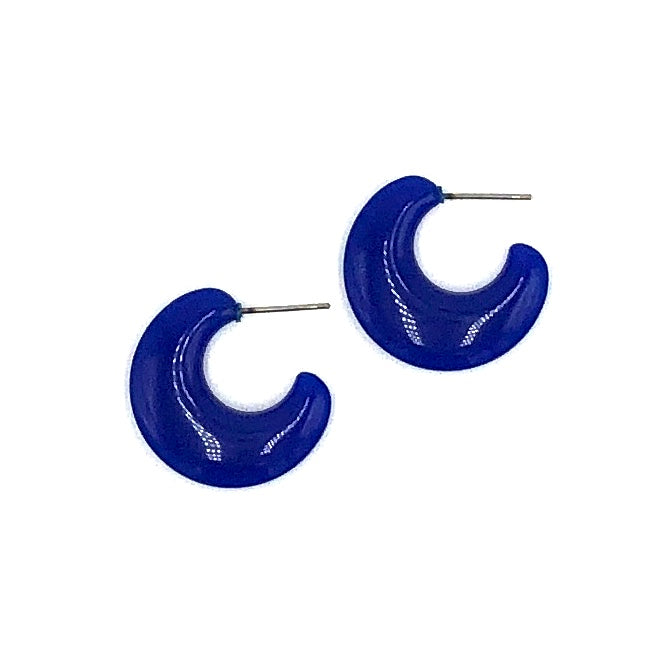 deep blue flat hoop earrings