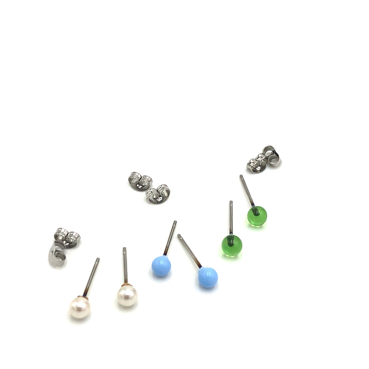 pearl blue green studs