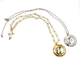 silver and gold paperclip chain pendant necklaces