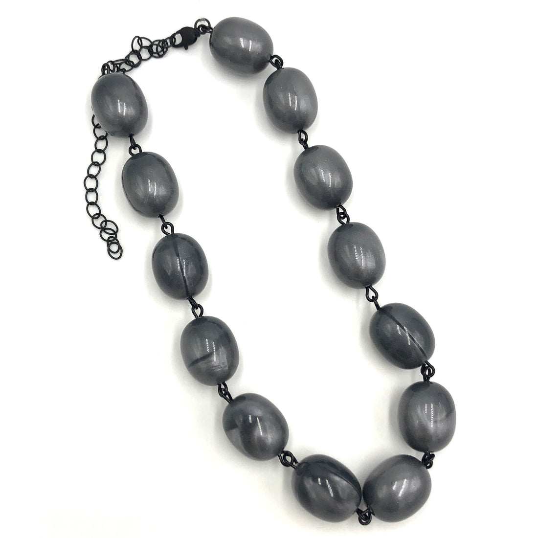 marbled grey hand wired beaded necklace